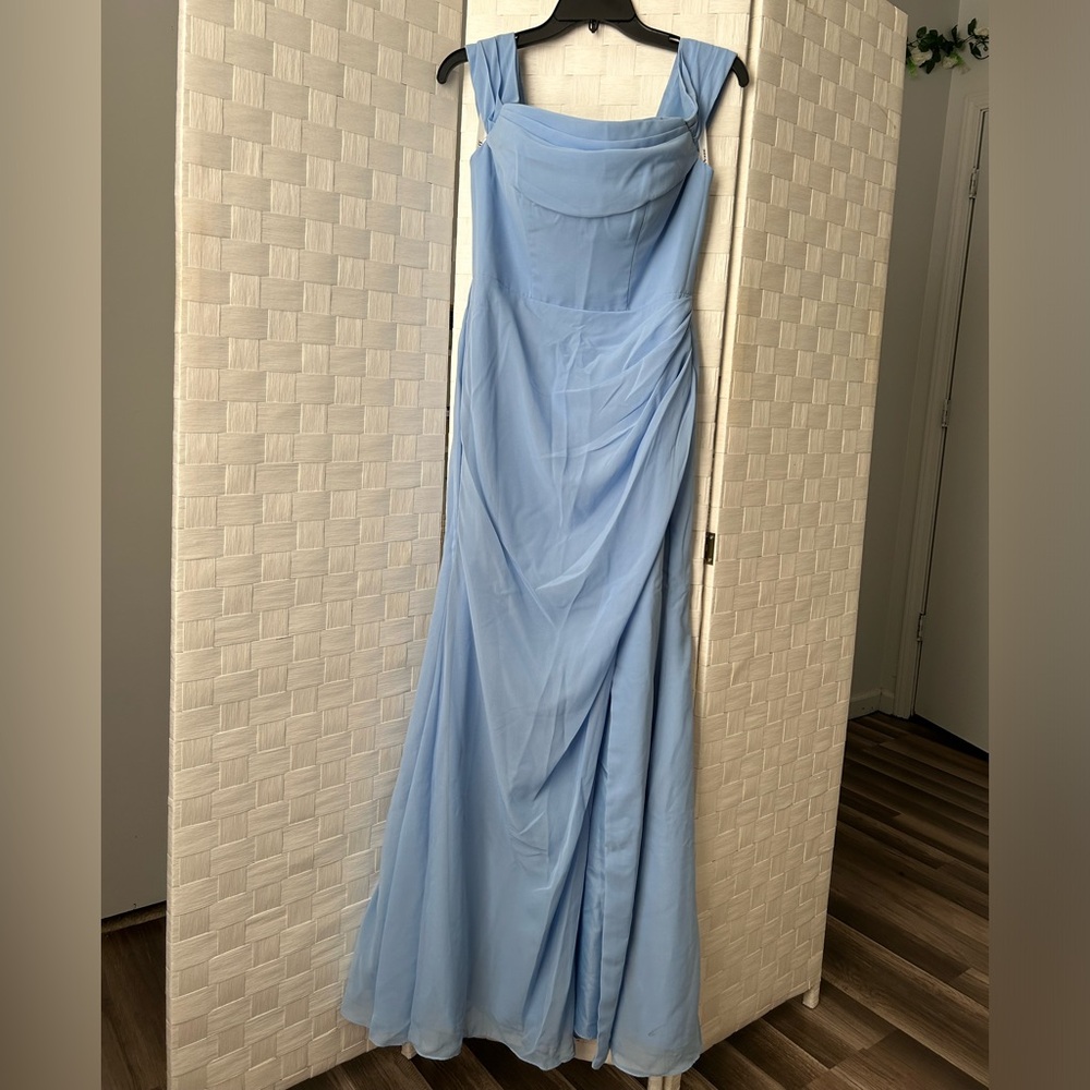 Light Blue Long Slit Formal Dress | Bridesmaid Dress | Holiday Dress